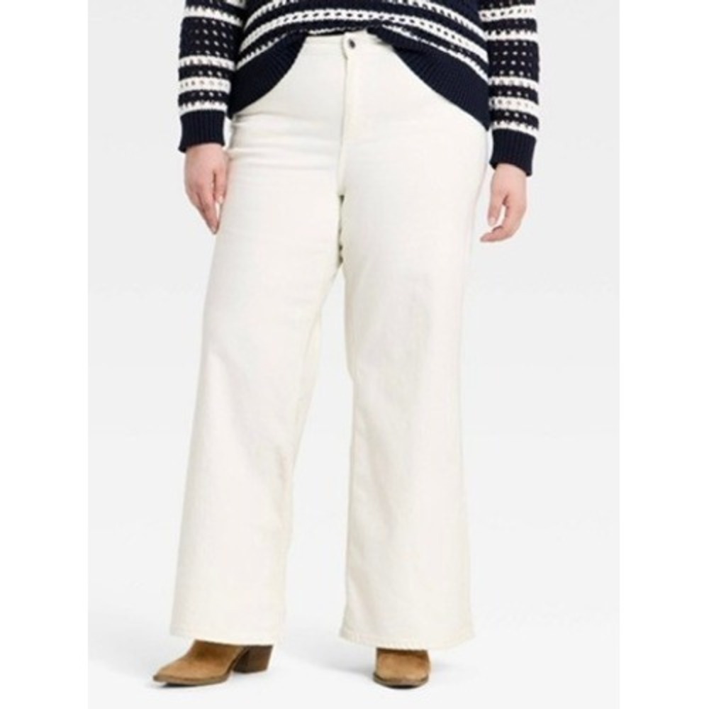 Universal Thread Womens High Rise Sailor Wide Leg Pants Ivory Size 16 NWT